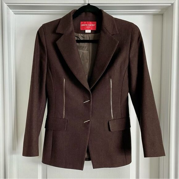 Pierre Cardin 1970s Notched Lapels Single-Breasted Jacket Chocolate Sz 80A IT4 - Picture 2 of 13